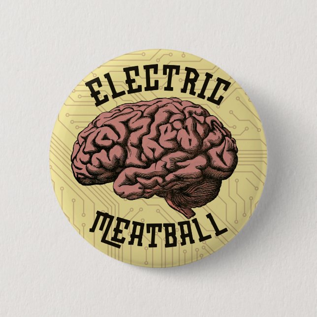 Electric Meatball Sticker Button (Front)