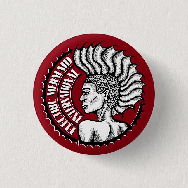 Electric Mermaid International Red Button (Front)