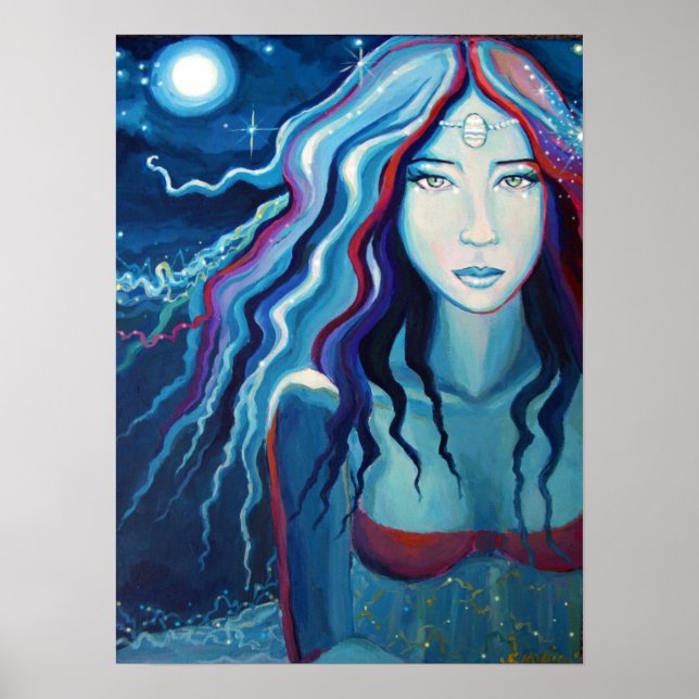 Electric Moon - Goddess/Fantasy Art Print (Front)