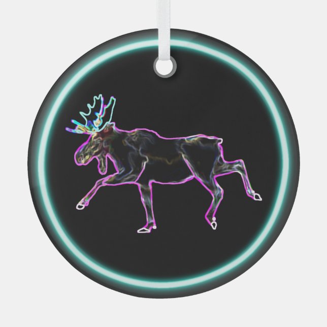 Electric Moose Glass Ornament (Front)