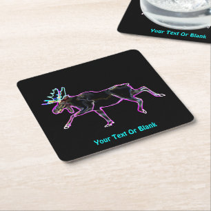 Electric Moose Square Paper Coaster