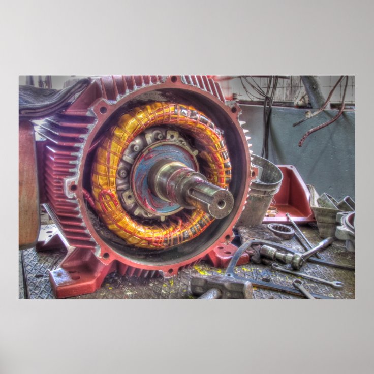 Electric Motor Breakdown. Poster Zazzle