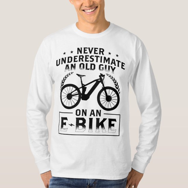 Electric Mountain Bike Dad E-Bike Cycling T-Shirt (Front)