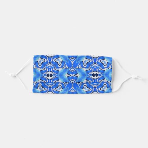 Electric navy blue white geometric pattern  adult cloth face mask
