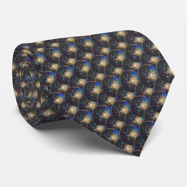 Electric Nebula – Fractal Pulse Neck Tie (Rolled)