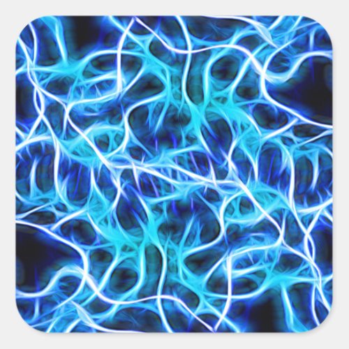 Electric Neon Aqua Blue Teal Lightning Square Sticker