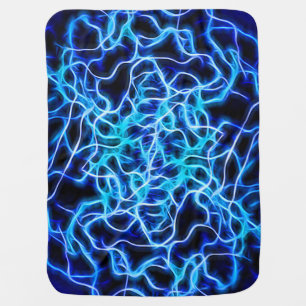 Electric Neon Blue Tesla Coil Lightning Baby Blanket