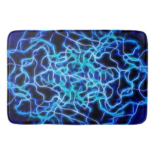 Electric Neon Blue Tesla Coil Lightning Bathroom Mat