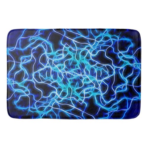 Electric Neon Blue Tesla Coil Lightning Bathroom Mat