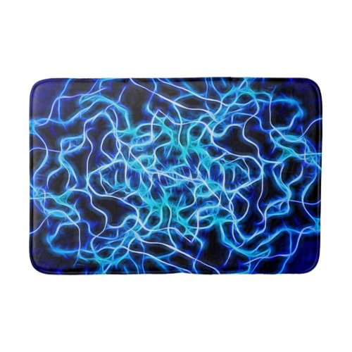Electric Neon Blue Tesla Coil Lightning Bathroom Mat