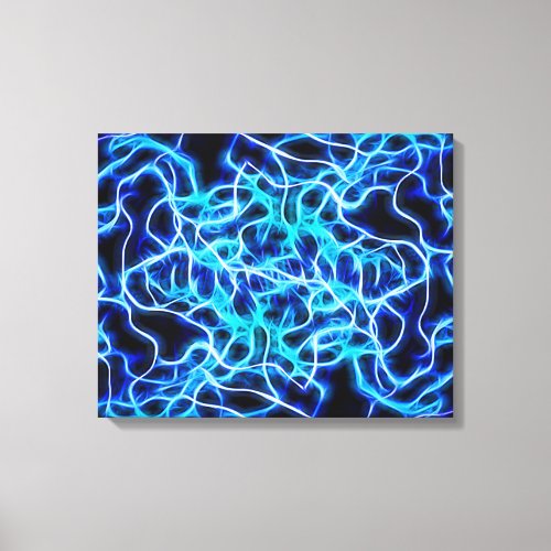 Electric Neon Blue Tesla Coil Lightning Canvas Print