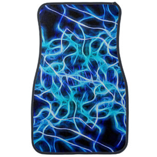 Electric Neon Blue Tesla Coil Lightning Car Floor Mat