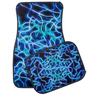 Electric Neon Blue Tesla Coil Lightning Car Mat