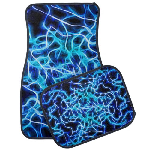 Electric Neon Blue Tesla Coil Lightning Car Mat