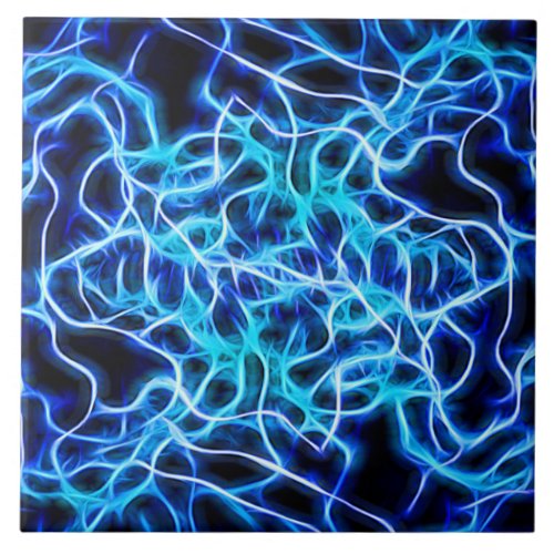 Electric Neon Blue Tesla Coil Lightning Ceramic Tile