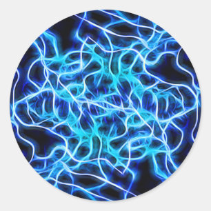Electric Neon Blue Tesla Coil Lightning Classic Round Sticker