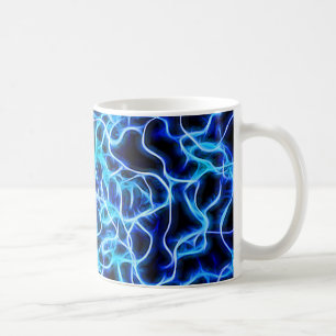 Electric Neon Blue Tesla Coil Lightning Coffee Mug