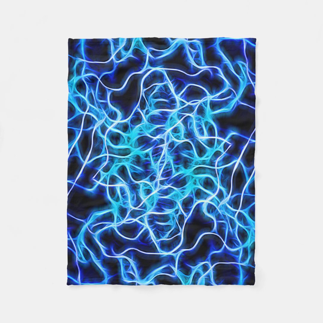 Electric Neon Blue Tesla Coil Lightning Fleece Blanket Zazzle