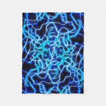 Electric Neon Blue Tesla Coil Lightning Fleece Blanket by Sneffygirl at Zazzle