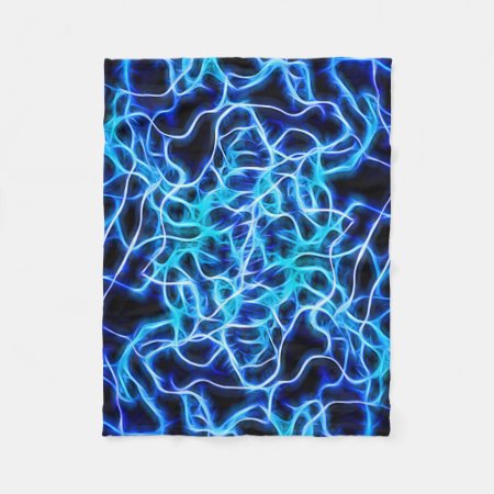 Electric Neon Blue Tesla Coil Lightning Fleece Blanket