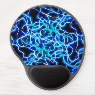 Electric Neon Blue Tesla Coil Lightning Gel Mouse Pad