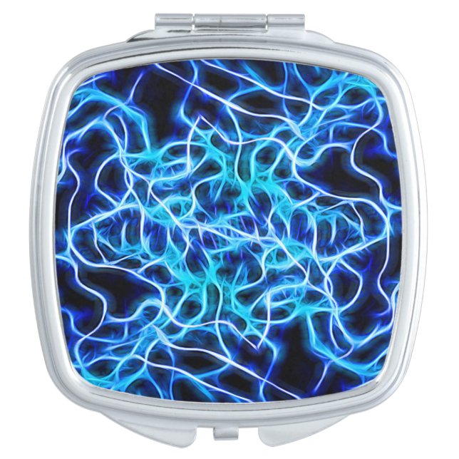 Electric Neon Blue Tesla Coil Lightning Makeup Mirror (Front)