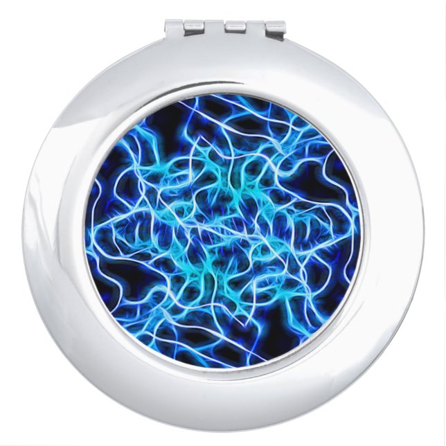 Electric Neon Blue Tesla Coil Lightning Makeup Mirror (Front)