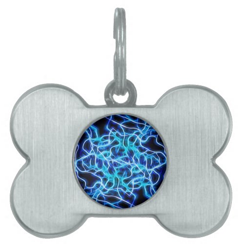 Electric Neon Blue Tesla Coil Lightning Pet ID Tag