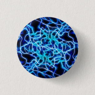 Electric Neon Blue Tesla Coil Lightning Pinback Button