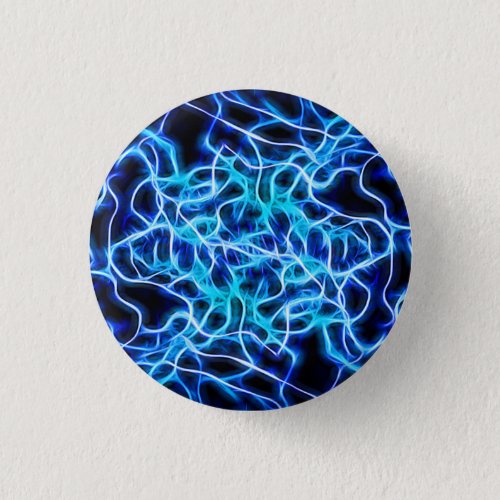 Electric Neon Blue Tesla Coil Lightning Pinback Button