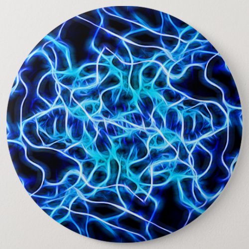 Electric Neon Blue Tesla Coil Lightning Pinback Button