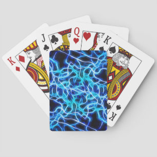Electric Neon Blue Tesla Coil Lightning Poker Cards