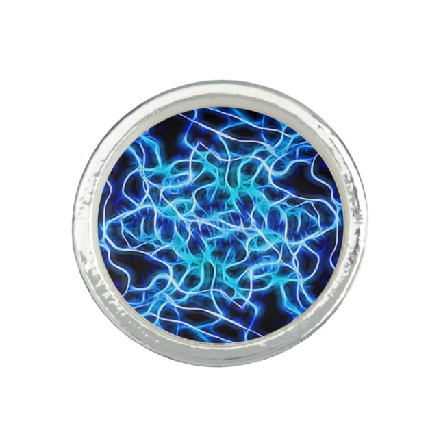 Electric Neon Blue Tesla Coil Lightning Ring (Front)