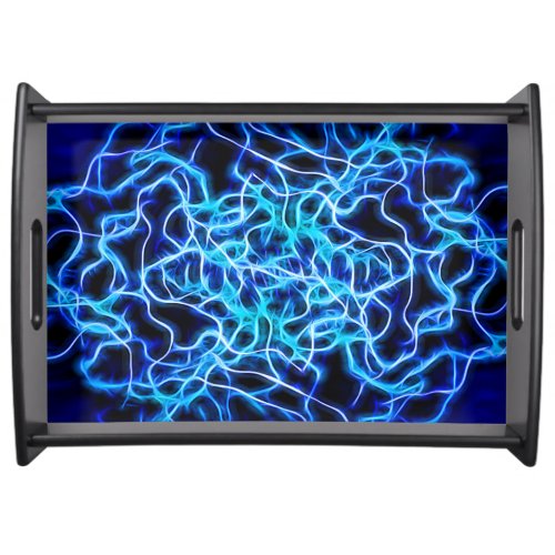 Electric Neon Blue Tesla Coil Lightning Serving Tray