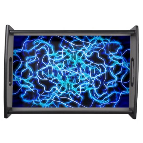 Electric Neon Blue Tesla Coil Lightning Serving Tray