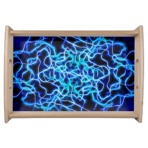 Electric Neon Blue Tesla Coil Lightning Serving Tray