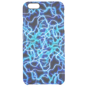 Electric Neon Blue Tesla Coil Lightning Clear iPhone 6 Plus Case