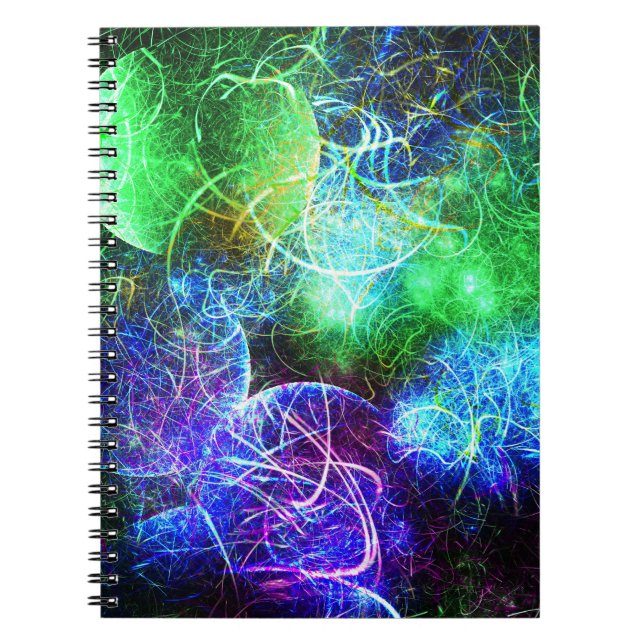 Electric Neon Energy Fractal Art Notebook (Front)