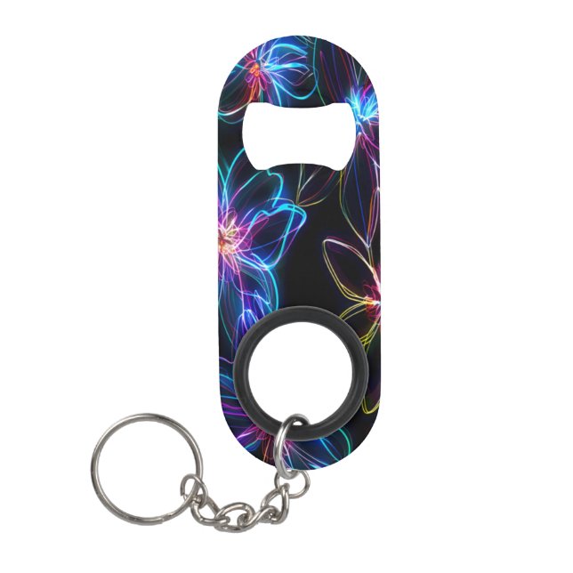 Electric Neon Flower Radiance Keychain Bottle Opener (Front)