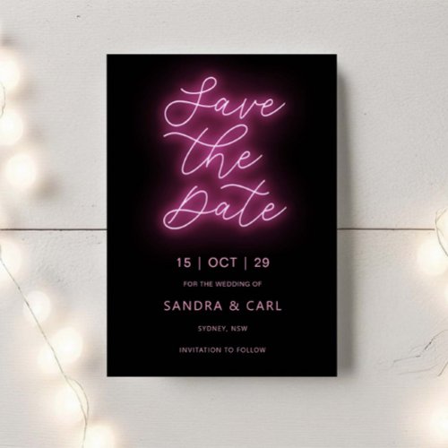 Electric Neon Glow Light Save the Date Invitation