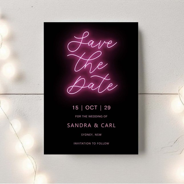 Electric Neon Glow Light Save the Date Invitation (Creator Uploaded)