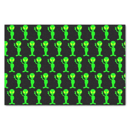 Electric Neon GreenBlack Alien Peace Tissue Paper