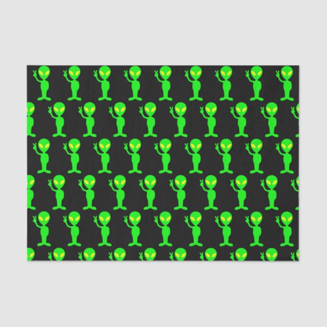 Electric Neon Green/Black Alien Peace Tissue Paper (Front)