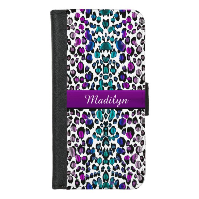 Electric Neon Leopard Personalized Wallet Case (Front)