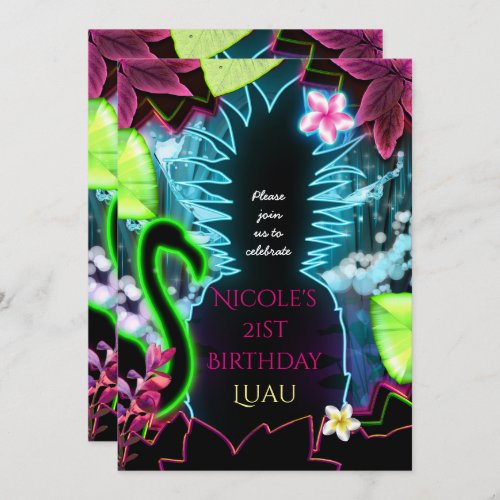 Electric Neon Lights Pineapple Party Invitation