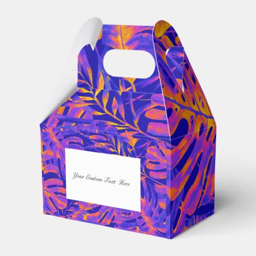 Electric Orange Blue Tropical Palm Leaves Sweet 16 Favor Boxes