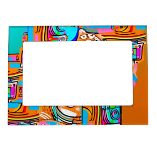 Electric Orange & Cyan Dreams — Abstract Pop Desig Magnetic Frame