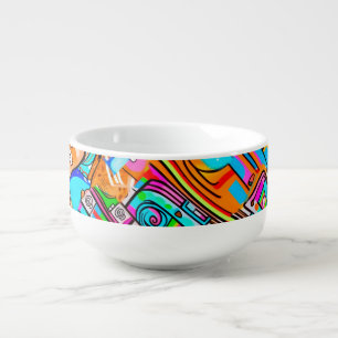 Electric Orange & Cyan Dreams — Abstract Pop Desig Soup Mug