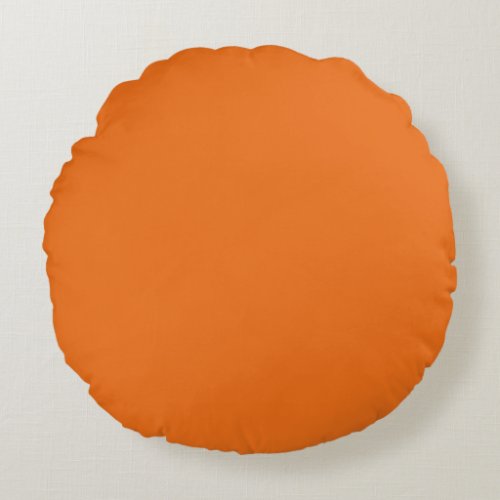 Electric Orange Solid Color Round Pillow