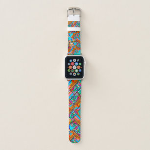 Electric Orange & Turquoise Dreams — Abstract Pop Apple Watch Band